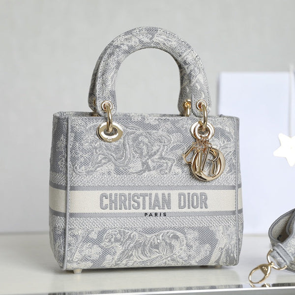 Restored used Dior Small Lady D-Lite bag with gold hardware by Empyrean Atelier